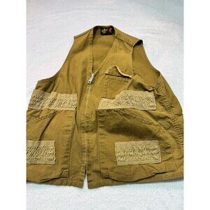 Vtg‎ Bullseye Bill Hunting Vest Adult Large Canvas Beige Khaki Water Repellent